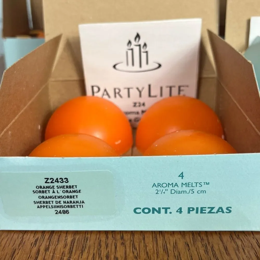 Partylite Orange Sherbet 12 Votive Candles & 8 Aroma Melts orange colored New